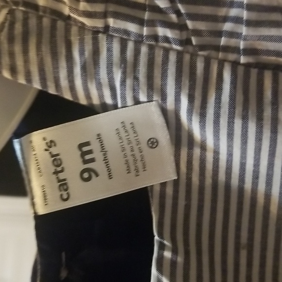 **Carter's Baby Girl Blue Strip / eyelet bottom Dress - 9M - Picture 3 of 4